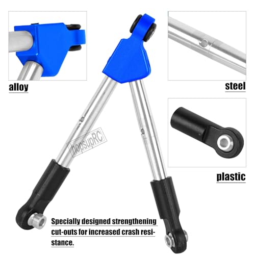 7075 Aluminum C Hub Front Tie Rods with Stabilizer Upgrade Parts for 1/10 Slash 4X4 4WD LCG.Navy Blue - color: Blue(for 1/10)