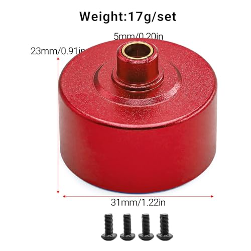 Yiju Differential Case Housing RC Aluminum Alloy Differential Carrier Metal Upgrade Lightweight Construction Replacement Part Suitable for Remote Control C, Red