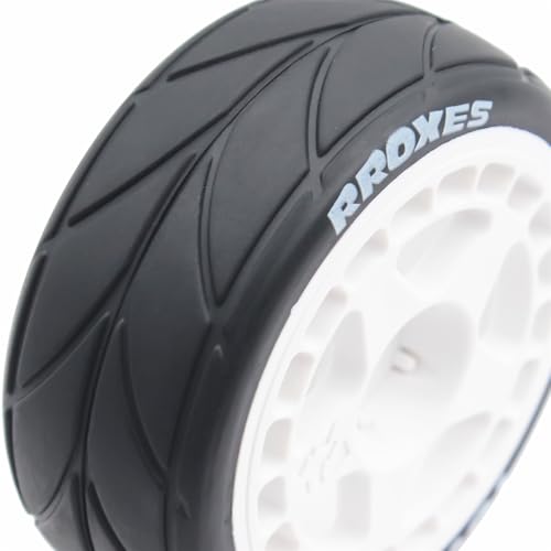 65mm 4PCS 1/10 RC On-Road tires and Hard Plastic wheels set Hex 12mm For WRC Drift Car Conversion 1/10 RC On-Road Car Traxxas Tamiya FW06 TT02 HPI HSP 94122 Kyosho W37 (White) - color: White