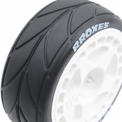 65mm 4PCS 1/10 RC On-Road tires and Hard Plastic wheels set Hex 12mm For WRC Drift Car Conversion 1/10 RC On-Road Car Traxxas Tamiya FW06 TT02 HPI HSP 94122 Kyosho W37 (White) - color: White