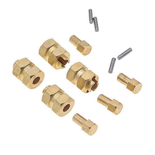 4Pcs Brass Extended 7mm Hex Wheel Hubs 8mm Thick for AXIAL SCX24 Upgrades 1/24 RC Crawler Car+5mm