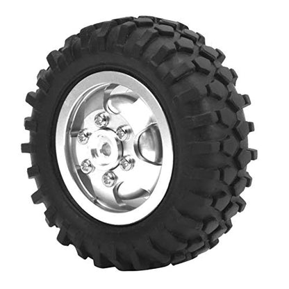 RC Wheels, 2Pcs Rubber Tire 55mm Dia Aluminium Alloy RC Tires 1/10 Scale Compatible for Off-Road Racing Trail Driving and Hobbyist Use