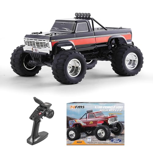 FCXㅤ FMS 1/10 Ford F-100 S RC Monster Truck, RS Without Battery, Hobby Grade RC Crawler 2WD Off-Road Truck for Adults (Black) - style: Black