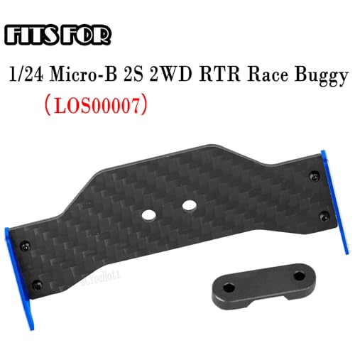 RC Carbon Fiber Tail Wing/Aluminum Wing Mount Upgrade Parts for 1/24 Micro-B 2S 2WD RTR Race Buggy（LOS00007,Navy Blue(LOS-1771,LOS-1770) - color: Navy Blue-(upgrades Part）