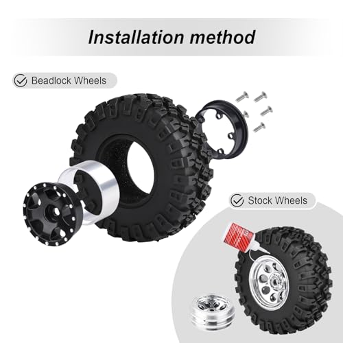 Hobbypark Soft Rubber SCX24 Tires 1.0 Rock Crawler for 1/18 TRX4M Axial SCX24 Gladiator Bronco C10 JLU Deadbolt B17 Betty 1/18 1/24 RC Crawler Car, 4PCS (52x20mm) - style: Type B