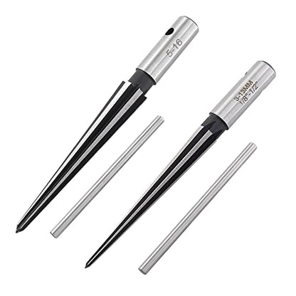 T Handle Tapered Reamer Set, 1/8"-1/2" & 3/16"-5/8", 2 Pieces | 3-13mm & 5-16mm, Bridge Pin Hole Handle Tapered Reamers, 6 Fluted Chamfer Reaming, Guitar Woodworker Luthier Tool - size: 1/8"-1/2" & 3/16"-5/8"