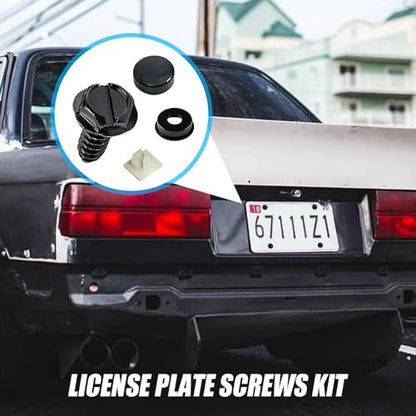 deemars License Plate Screw Kit, 8 Sets Stainless Anti Theft License Plate Screws, Anti-Rattle & Rust-Proof Bolts for Securing License Plates Frames or Covers on Cars, Trucks, SUVs - color: Black-8-Set