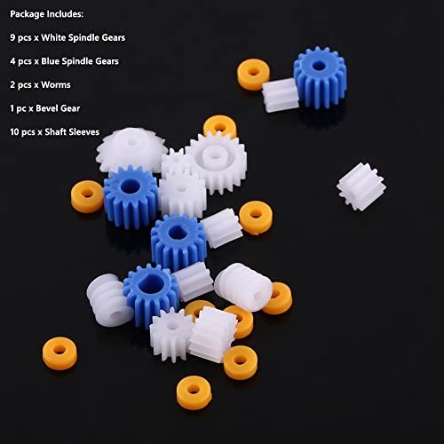 Walfront 26pcs Plastic Spindle Gear Set 2MM/2.3MM/3MM/3.17MM/4MM Motor Gear Assortment Kit for DIY Robot Car Model Hobby Craft Replacement Parts for 130/180/280/370 Motors