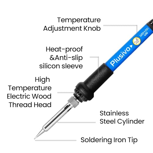 Soldering Iron Kit, 60W Soldering Iron Adjustable Temperature 30-in-1, 5 Solder Tips, Digital Multimeter, Solder Wire, Paste, Desoldering Pump, Tweezers for Electronics Hobby Enthusiast 120V US Plug
