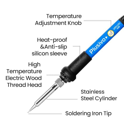 Soldering Iron Kit, 60W Soldering Iron Adjustable Temperature 30-in-1, 5 Solder Tips, Digital Multimeter, Solder Wire, Paste, Desoldering Pump, Tweezers for Electronics Hobby Enthusiast 120V US Plug