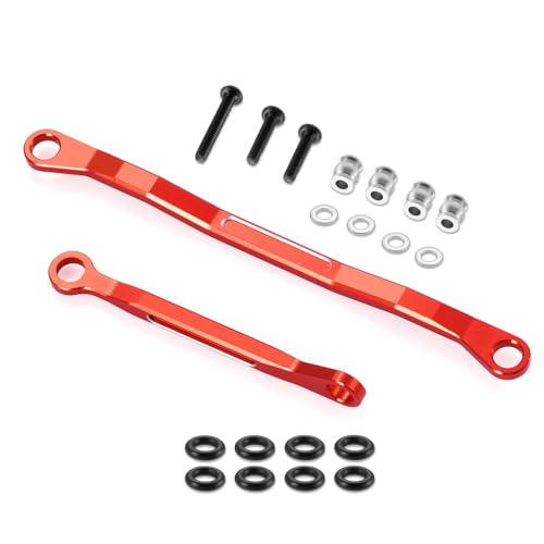 RCHUBAM 2PCS Steering Linkage Link Pull Rod for HPI 1/18 Venture HILUX | Aluminum Alloy,Steering Link with Screw Washer,RC Upgrade Parts - color: Red