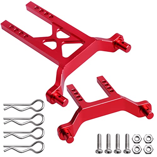 Metal Aluminum Front & Rear Body Mounts Posts for 1/18 Traxxas LaTrax Teton SST, Replace Parts 7615 (Red) - color: Red