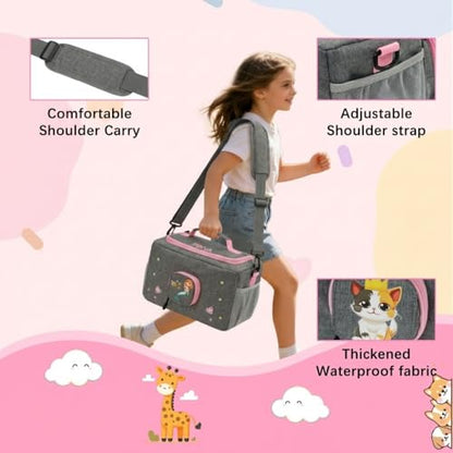 Tonie Carrying Case for Toniebox 1 2, Tonies Figures Storage, Polyester Multifunction Bag, Holds 30-40 Character Figurines & Accessories, 3 Design Patterns (Pink) - color: pink