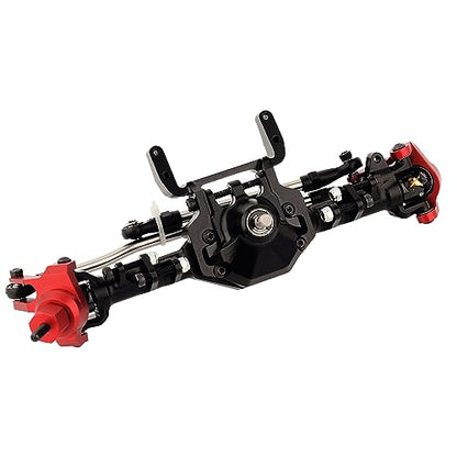 CNC Metal Front and Rear Straight Complete Axle for 1/10 Axial SCX10 II 90046 90047 RC Crawler Car New Upgrade Parts (Red) - color: Red