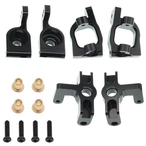 6PCS Metal Front Steering Cup&C seat&Rear Wheel hub Compatible with WLtoys Compatible with WLtoys 1/14 144010 144001 144002 1/12 124016 124017 124018 124019 RC Car Upgrade Parts (Black) - color: Black