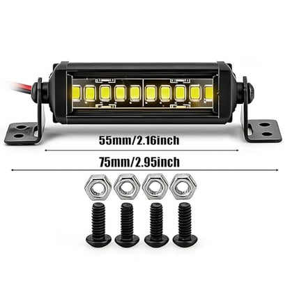 STMU Aluminum 10-LED RC Light Bar 2.16 Inch Roof Light Kit for 1/10 & 1/18 Scale RC Crawler Accessories Compatible with Axial SCX10 Traxxas TRX4 TRX4M Arrma Senton Redcat GEN7