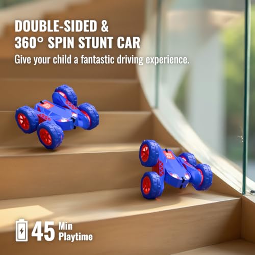 Remote Control Car, Rechargeable RC Cars & Remote Double-Sided Driving 360° Flips Rotating 2.4Ghz 4WD All Terrain Stunt Race Car Toy Christmas Birthday Gift for Kids Boys 3-12 - style: Blue