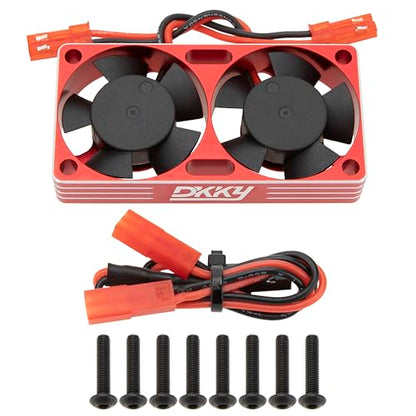 DKKY RC Motor Cooling Fan Heatsink 30mm Dual Fan for ARRMA Axial Traxxas 1/6 1/8 1/10 RC Crawler Car 3650 550 3660 4274 4068 4268 Motor (Red) - color: Red