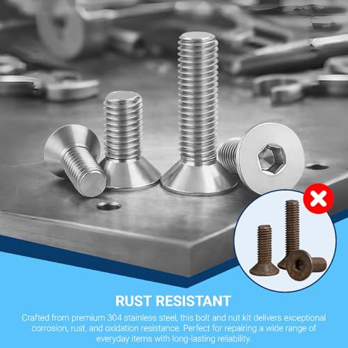 M2 M3 M4 M5 Metric Machine Screws Assortment Kit, 3360Pcs 304 Stainless Steel Countersunk Head Bolts Nuts and Washers Set - color: 3360 M2 M3 M4 M5 F