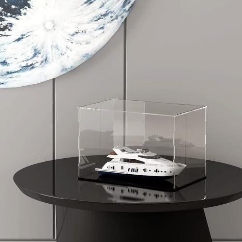 Acrylic Display Case for Collectibles and Toys, Versatile Clear Acrylic Display Box with Black Base for DIY Dollhouse and Tiny House, 10x8x9-inch - size: 10"L x 8"W x 9"H