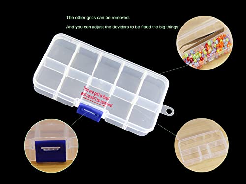 20 packs Plastic Organizer Box 10 Grids Clear Storage Container Jewelry Case with Fixed Dividers for Beads Art DIY Crafts Jewelry Fishing Tackles (20pcs 10 Grids Box) - size: 20pcs 10 Grids Box
