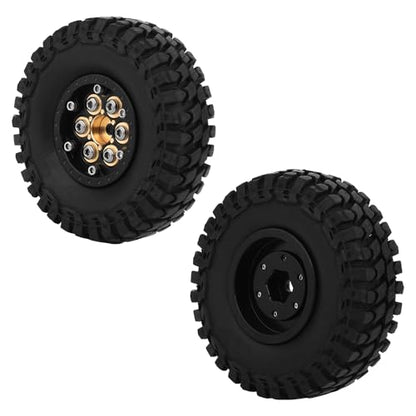 1.0 Brass Beadlock Wheel Tires Set 4PCS Tires for for 1/18 1/24 RC Crawler Car Axial AX24 SCX24 FMS FCX24 TRX4M Metal Upgrade (Lotus pod) - style: Lotus pod