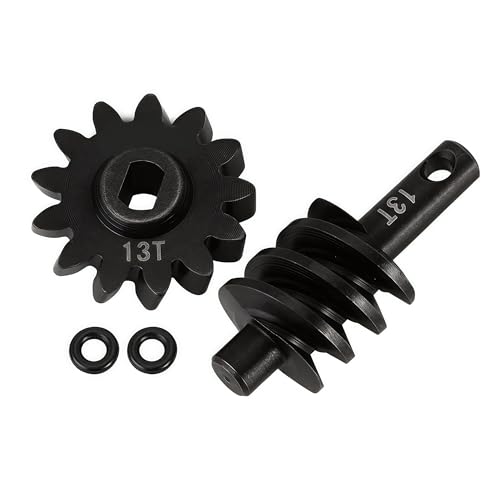 2pcs Steel Axle Differentials Gear 13T/2T Front and Rear Overdrive Differential Worm Gear for Axial SCX24 1/24 RC Crawler Truck Car Upgrades Parts Accessories (2T-13T) - color: 2t-13t