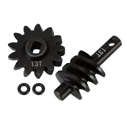 2pcs Steel Axle Differentials Gear 13T/2T Front and Rear Overdrive Differential Worm Gear for Axial SCX24 1/24 RC Crawler Truck Car Upgrades Parts Accessories (2T-13T) - color: 2t-13t