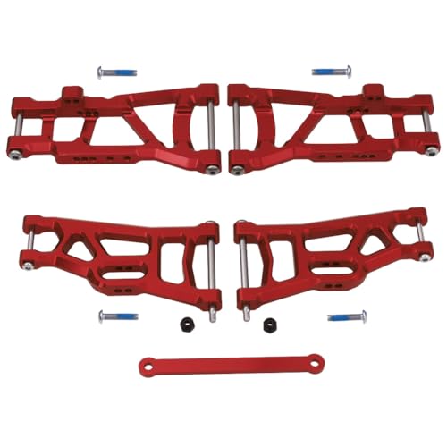 Hobbypark Aluminum Front & Rear Suspension A-Arms Set,Tie Bar for 1/10 Traxxas Slash 2WD RC Car Upgrade Parts Hop Ups, Replacement of 2555 3631 2532,Red - color: Red