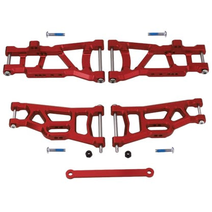 Hobbypark Aluminum Front & Rear Suspension A-Arms Set,Tie Bar for 1/10 Traxxas Slash 2WD RC Car Upgrade Parts Hop Ups, Replacement of 2555 3631 2532,Red - color: Red