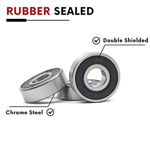 10 Pcs 6201-2RS Double Rubber Sealed Deep Groove Ball Bearings 12x32x10mm, Deep Groove Ball Bearing ABCE-3 Pre-Lubricated, Chromium Bearing Steel (6201-2RS,10) - size: 6201-2RS