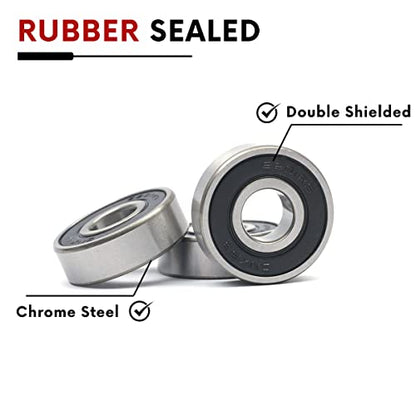 10 Pcs 6201-2RS Double Rubber Sealed Deep Groove Ball Bearings 12x32x10mm, Deep Groove Ball Bearing ABCE-3 Pre-Lubricated, Chromium Bearing Steel (6201-2RS,10) - size: 6201-2RS