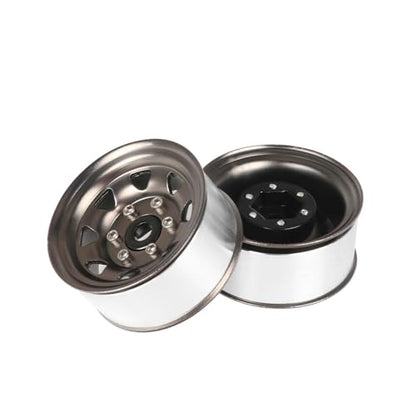 4PCS 1.55 inch Metal Beadlock Wheel Hub RC Car Aluminum Alloy Wheel Rim for 1/10 RC Crawler Car for Axial 90069 D90 TF2 Tamiya CC01 CC02 LC70 LC80 MST(Silver+Gray) - color: Silver+gray