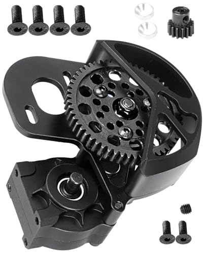 Transmission Gearbox Upgrades Part for 1/10 SCX10, SCX10 II 90046,90047,AX10 RC Crawler Truck,Aluminum Center Transmission Gearbox Hops up,Black - color: Black for Upgrades