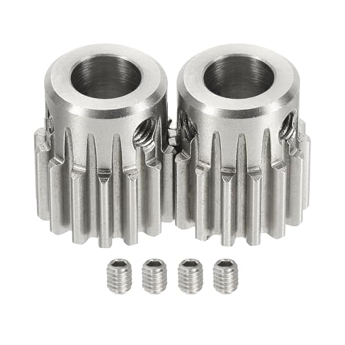 uxcell 2Pcs 1 Mod 15T Spur Gear 8mm Bore, 304 Stainless Steel Pinion Gear, 20°Pressure Angle, for Spur Rack and RC Model Car or Motor DIY(14mm) - size: 1 Mod 15T, 8mm x 14mm