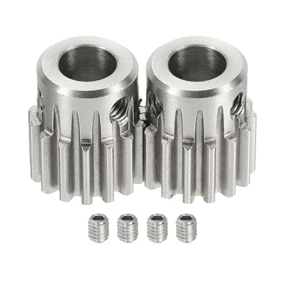 uxcell 2Pcs 1 Mod 15T Spur Gear 8mm Bore, 304 Stainless Steel Pinion Gear, 20°Pressure Angle, for Spur Rack and RC Model Car or Motor DIY(14mm) - size: 1 Mod 15T, 8mm x 14mm