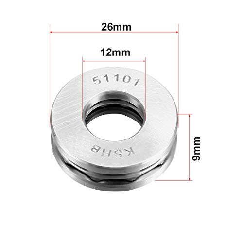 uxcell 51101 Thrust Ball Bearings 12mm x 26mm x 9mm Chrome Steel ABEC3 Single Row Roller 2pcs - size: 12mmx26mmx9mm