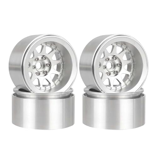Aluminum 2.2" Beadlock Wheel Offset -10mm Metal Rims for SCX10 RR10 TRX4 VS4-10 Gen8 1/10 RC Crawler Car Upgrade Parts (10-Spoke, Silver) - color: 10-spoke, Silver