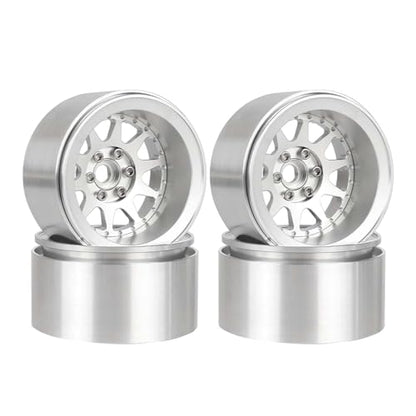 Aluminum 2.2" Beadlock Wheel Offset -10mm Metal Rims for SCX10 RR10 TRX4 VS4-10 Gen8 1/10 RC Crawler Car Upgrade Parts (10-Spoke, Silver) - color: 10-spoke, Silver