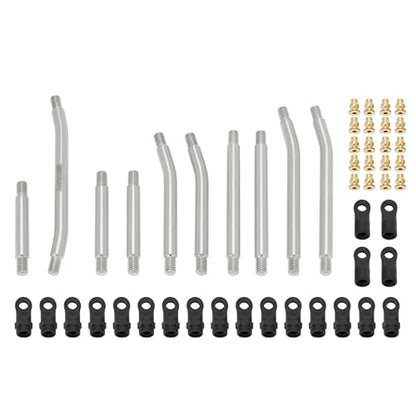 MEUS Racing SCX24 Links High Clearance Chassis Links & Steering Links Set for Axial SCX24 C10 Bronco Wrangler 1/24 RC Crawler, Aluminum - color: Aluminum