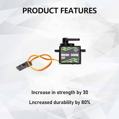 SCX24 Servo Upgrade for Axial SCX24 Bronco C10 Deadbolt Upgrades | 12g Metal Gear Servo with 15T Servo Mount and Steering Link for 1/24 RC Crawler