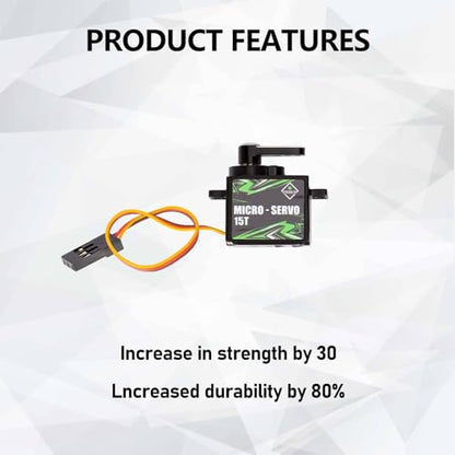 SCX24 Servo Upgrade for Axial SCX24 Bronco C10 Deadbolt Upgrades | 12g Metal Gear Servo with 15T Servo Mount and Steering Link for 1/24 RC Crawler