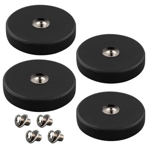 MUTUACTOR 4PCS Neodymium Rubber Coated Magnets,Non-Scratch Rubber Earth Magnets with M4 Female Threaded Studs,24lbs Anti-Slip Magnetic Mount Magnet for LED Lighting Camera Holding Radar Equipments - style: 24lbs M4 Female 4pcs rubber coating