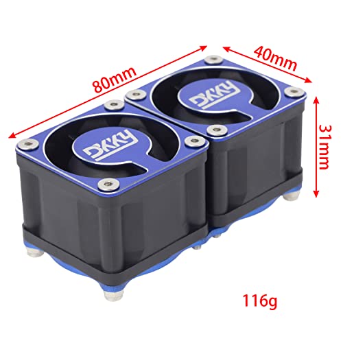 DKKY RC Motor Cooling Fan Heatsink 2Pcs DIY Kit for TRX4 ARRMA Axial 1/10 1/8 1/5 RC Model Car Upgrade Parts (Blue) - style: Blue