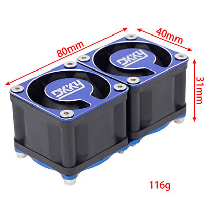 DKKY RC Motor Cooling Fan Heatsink 2Pcs DIY Kit for TRX4 ARRMA Axial 1/10 1/8 1/5 RC Model Car Upgrade Parts (Blue) - style: Blue