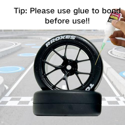 1/10 RC Drift Tires and Wheels Rims 12mm Hex 65mm OD Compatible with Tamiya Traxxas HPI Kyosho XV02 XV01 TT01 TT02 PTG2 A959 On-Road Drift Car (4PCS)