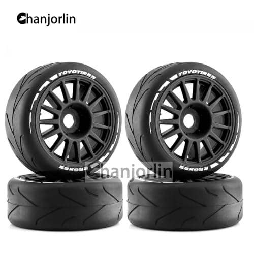 1/8 RC On Road Car Tires And Wheels Rims 17mm Hex 103mm Rubber Rally Tyres For 1:8 Scale RC On-Road Racing Car HPI WR8 HSP Hobao ARRMA Redcat Losi Kyosho VRX RC Rally Drift Car 4PCS (Black A) - color: Black a
