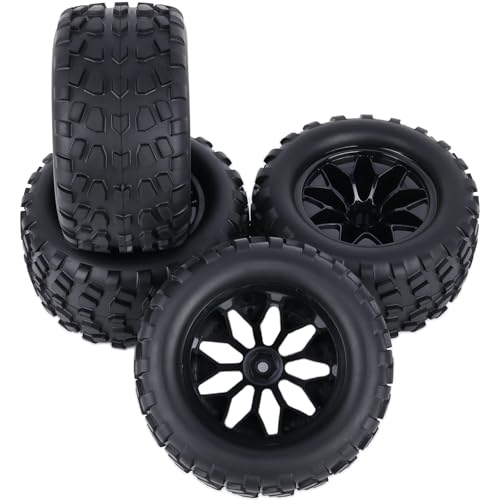 Preglued 12mm Hex 1/10 Scale RC Truck Tires and Wheels 2.8" MT Tires for Traxxas Rustler Stampede 4x4 VXL 2WD, Redcat Volcano EPX Pro S30 Blackout XTE Pro RIAARIO AMORIL 1/10 RC Monster Truck - style: Rock Tread