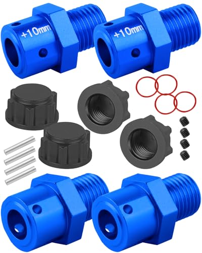 RC 10MM Extended Wheel Hub Drive w/Anti-dust Cap Nuts Upgrades Part for 1/7 BigRock Fireteam Limitless 6S,1/8 Kraton Outcast Notorious Talion 6S,Alloy Aluminium Wheel Hub,Navy Blue w/Black - color: Navy Blue&black