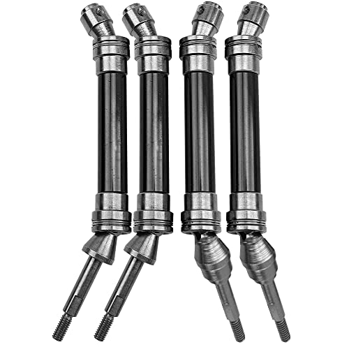 Front & Rear Universal Drive Shaft CVD w/Wheel Hex Hub Compatible with 1/10 Traxxas Slash VXL 4x4 /Stampede VXL 4X4/Hoss VXL 4X4 RC Car Upgrade Part (Black) - color: Black